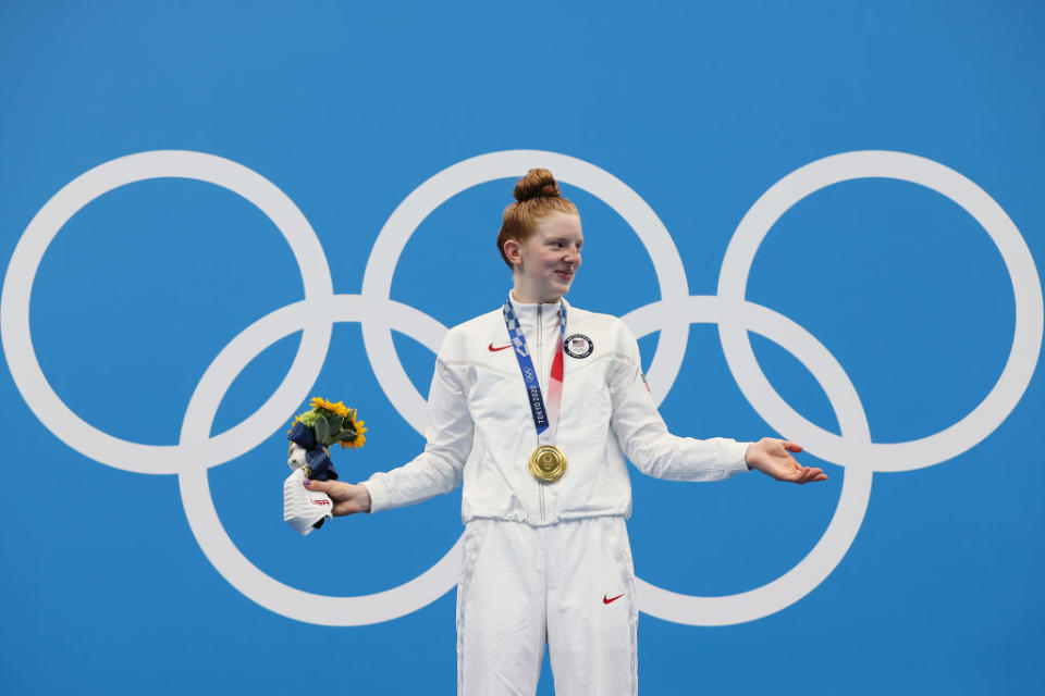 Lydia Jacoby had plans to attend the Tokyo Olympics as a fan last summer. A year later she's leaving the Games with a gold medal in hand. (Getty Images)