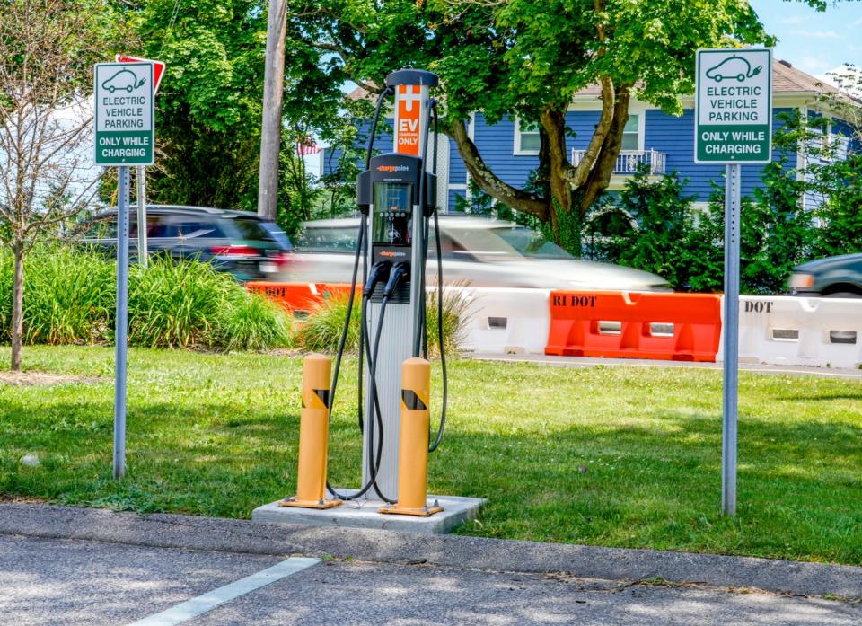 A charging station at Barrington's Police Cove Park.