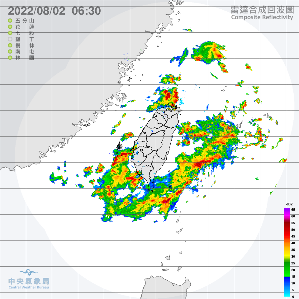 受到低壓帶影響，台灣今天天氣都較為不穩定。（圖／翻攝自中央氣象局）