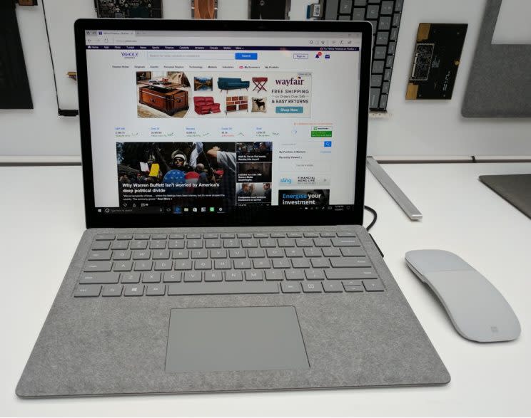 A platinum-colored Microsoft Surface Laptop.