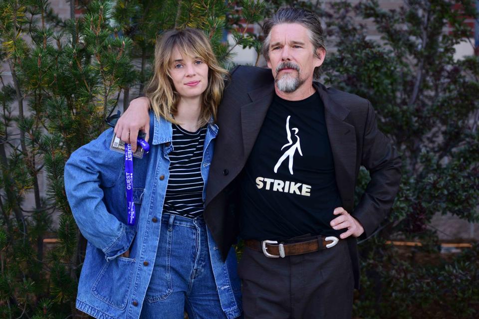 <p>Vivien Killilea/Getty Images for ABA</p> Maya Hawke and Ethan Hawke at the world premiere of "Wildcat" at the Telluride Film Festival on Sept. 1, 2023