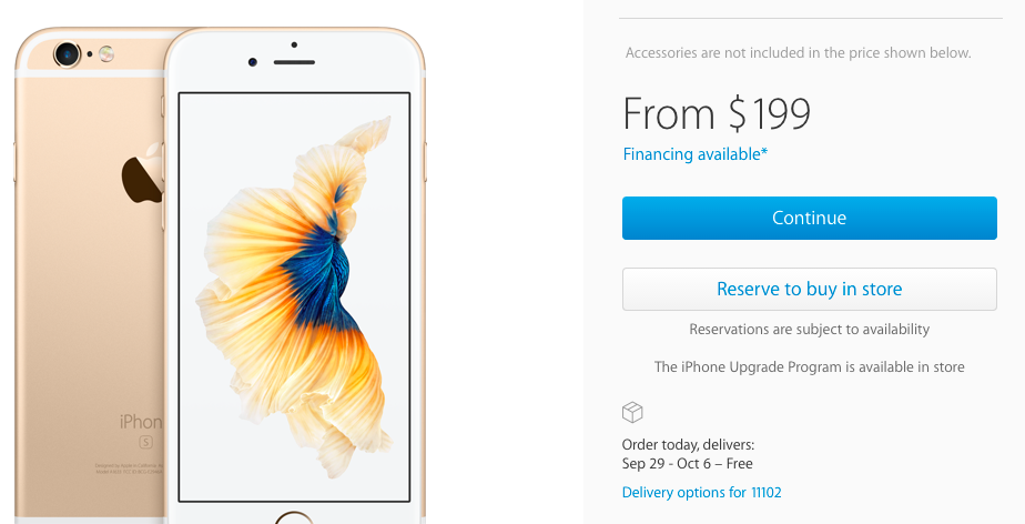 iPhone 6s Delivery Date
