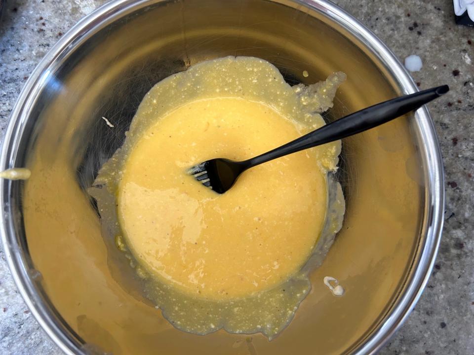 Whisking eggs for Gordon Ramsay's 10-minute omelette