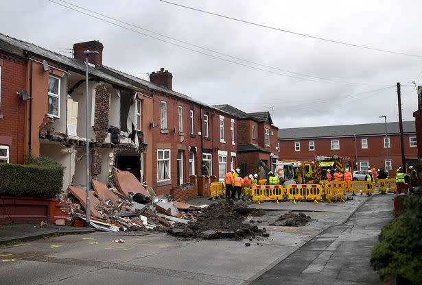 Collapsed homes in Walmer Street, Manchester (Greater Manchester Fire and Rescue Service)