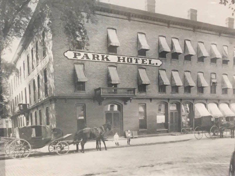 The Park Hotel, circa 1880's, was located on the corner of Washington and East First Streets. The Park became Monroe's signature hotel and entertainment destination for many years. It was also known earlier as the "Exchange". Later, it was known as "Strong's Hotel."