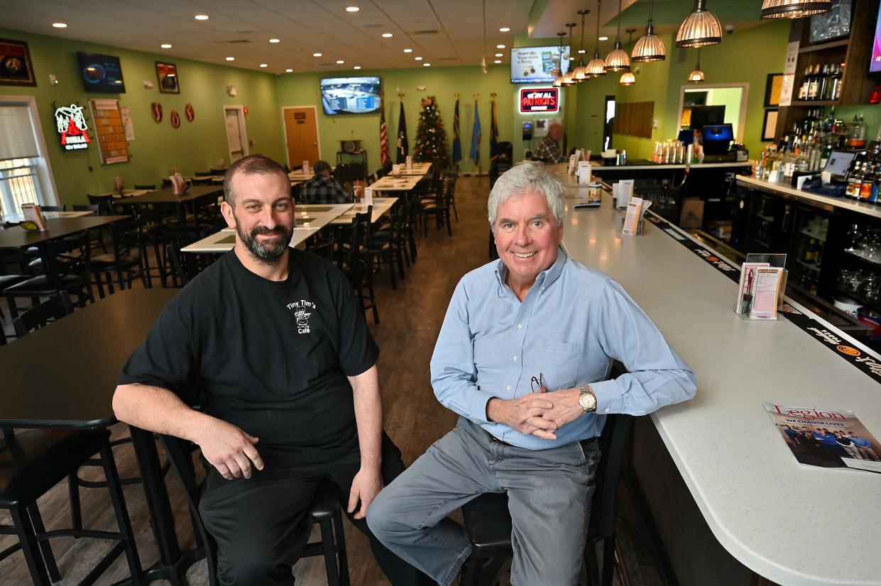 Executive Chef Timothy Haywood, left, of Tiny Tim’s Café in Auburn, who will be in charge of food and catering at Auburn Chester P. Tuttle Post, with Finance Officer Bill Maclean.