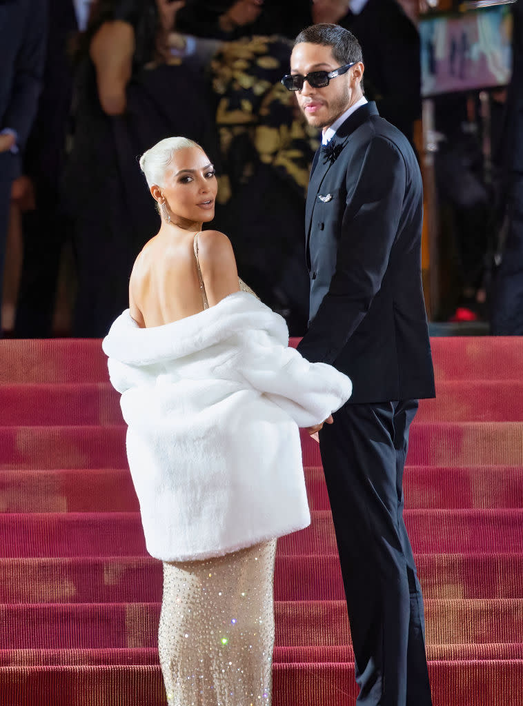 Kim Kardashian and Pete Davidson arrive at the 2022 Met Gala on May 2 in New York City. (Photo: Gilbert Carrasquillo/GC Images)