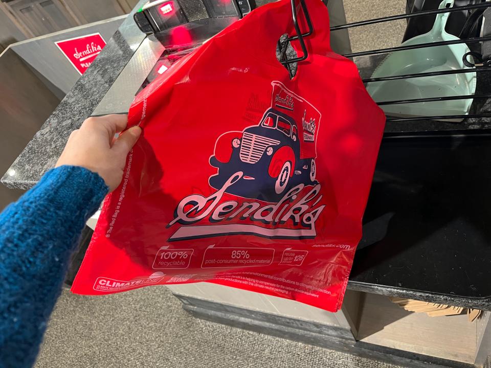 A plastic shopping bag at Sendik's.