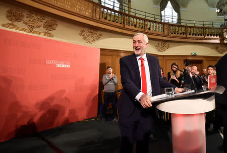 Britain's opposition Labour Party's leader Jeremy Corbyn gives a speech in central London, April 20, 2017. REUTERS/Hannah Mckay