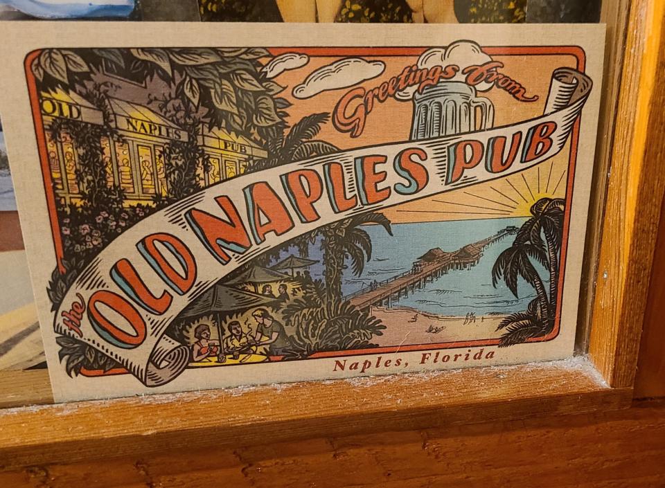 A vintage postcard in the ladies loo at Old Naples Pub.