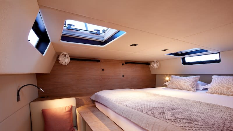 The main stateroom. The boat adopts a minimalist look. - Credit: Courtesy Vandal Marine