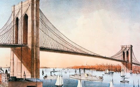 New York's Brooklyn Bridge circa 1881 - Credit: Universal History Archive