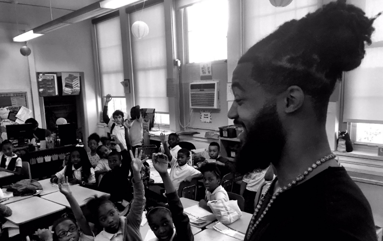 Former Bills and Jets linebacker Aaron Maybin, now a Baltimore school teacher, is bringing attention to a crisis in the city’s classrooms. (Maybin Twitter)