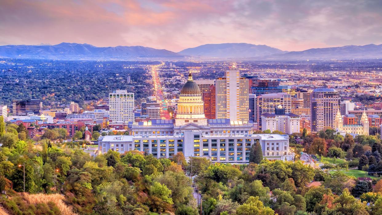 Salt Lake City capital building at dusk