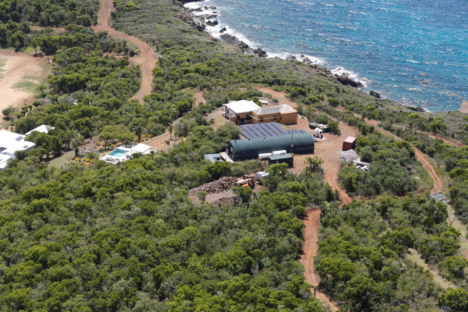 Facilities at Great St. James Island, a property linked to financier Jeffrey Epstein, are seen in an aerial view near Charlotte Amalie, St. Thomas, U.S. Virgin Islands July 21, 2019. REUTERS/Marco Bello