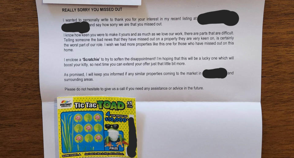 An Australian resident received an interesting letter with a twist from a real estate agent notifying them they didn't get the property they applied for. Source: Reddit/drtisk