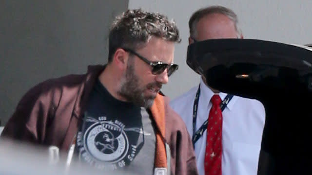 Looks like Ben and Jen are about to see each other once again! Just days after Ben Affleck was spotted alone in Los Angeles, looking somber, the <em>Batman v Superman</em> actor has boarded a private jet at Van Nuys Airport heading for Atlanta, Georgia, ET has learned exclusively. <strong>WATCH: EXCLUSIVE: A Somber Ben Affleck Returns Alone After Bahamas Trip With Jennifer Garner </strong> FameFlynet FameFlynet <strong>NEWS: Ben Affleck Breaks Social Media Silence After Jennifer Garner Split</strong> His soon-to-be ex-wife Jennifer Garner has also been spotted in Atlanta where she is set to begin filming her latest movie, <em>Miracles From Heaven</em>. One bit of good news for Affleck: Garner was still wearing her wedding band despite the couple announcing their divorce June 30. Likewise, Affleck was also still sporting his wedding band during his solo L.A. sighting. Splash News Affleck was spotted on the tarmac after touching down at the DeKalb Peachtree Airport in Chamblee, Georgia. Sources tell ET that Affleck went straight to the private house Garner is staying at while in Atlanta. FameFlynet Affleck will also begin shooting his own project, <em>Live by Night</em>, in Atlanta this month, which may also create several more photo ops with Garner. After this trip to Atlanta, Affleck will fly back to the West Coast for his first public appearance at San Diego's Comic-Con for Saturday's <em>Batman v Superman</em> panel. The couple was most recently together in the Bahamas on July 3, where they were photographed having an intimate conversation. <strong>WATCH: Ben & Jen's Split: New Details on What Went Wrong</strong> "After much thought and careful consideration, we have made the difficult decision to divorce," Affleck, 42, and Garner, 43, said in their statement to ET last week. "We go forward with love and friendship for one another and a commitment to co-parenting our children whose privacy we ask to be respected during this difficult time. This will be our only comment on this private, family matter. Thank you for understanding." The statement came after the couple tried to save their marriage through therapy. Ultimately, they grew apart due to personal and professional differences. The two share three children -- Violet, 9, Sereaphina, 6, and Samuel, 3.