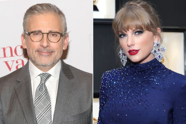 <p>Bruce Glikas/FilmMagic, Kevin Mazur/Getty</p> Steve Carell and Taylor Swift