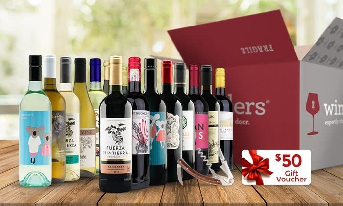 With $50 gift voucher and free corkscrew. Get it <a href="https://www.groupon.com/deals/gg-wine-insiders-33" target="_blank">here</a>.&nbsp;