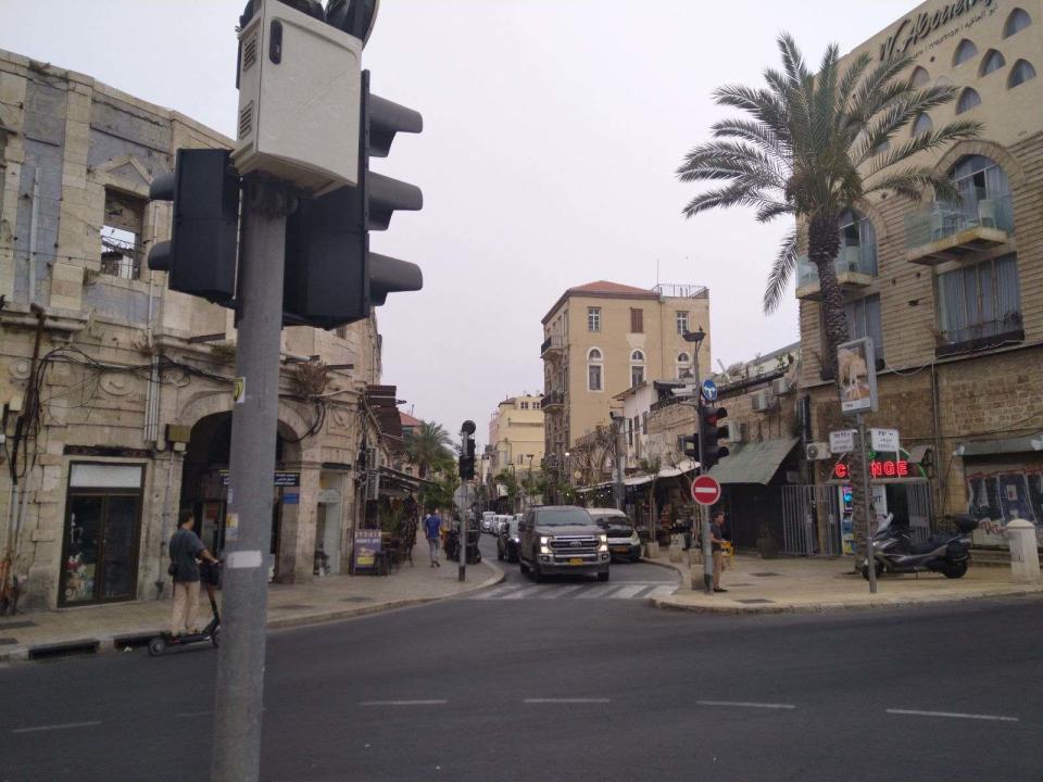A street corner in Jaffa, in the southern part of Tel Aviv, where David Razi'el Street, Beit Eshel Street, and Yefet Street meet.