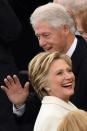 Hillary Clinton and her husband, former US president Bill Clinton, arrive for Donald Trump's swearing-in ceremony in Washington, DC, on January 20, 2017