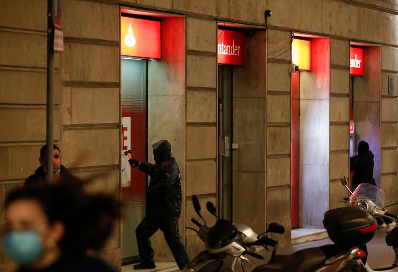 Supporters of Catalan rapper Pablo Hasel protest in Barcelona