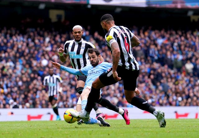 Bernardo Silva pokes home City's second goal 