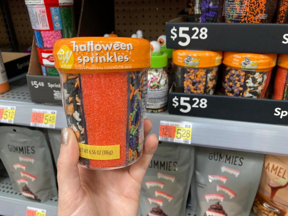 Halloween sprinkles for sale at Walmart.