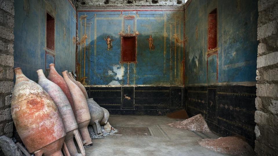 PHOTO: Rare Blue Room Discovered In Pompeii . (Parco Pompei/Abaca/Newscom)