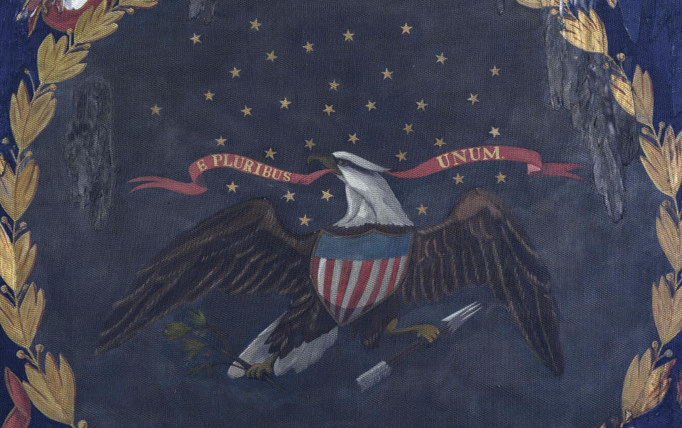 This undated photo provided by Morphy Auctions shows a 127th Regiment United States Colored Troops battle flag in Denver, Pa. The flag was carried into battle by one of the 11 black Union regiments during the Civil War is going up for auction in Pennsylvania. The flag was painted by David Bustill Bowser, an African American artist who was a member of one of the regiments and the son of a fugitive slave. (Morphy Auctions via AP)