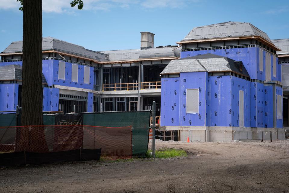 A 60,000-square-foot home being built by multibillionaire Mat Ishbia in Bloomfield Township on Thursday, July 13, 2023. Ishbia's current home on the same 14-acre property is slated to be torn down due to a township rule allowing only one single-family house per lot.