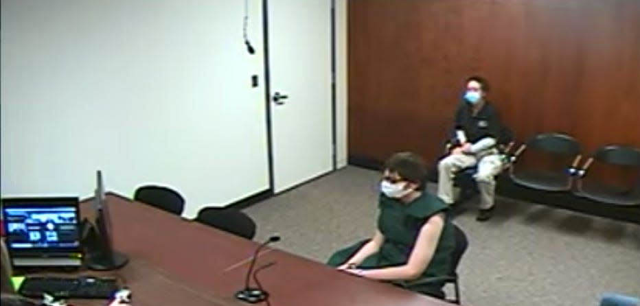 In this screen capture from the video feed, Ethan Crumbley participates in his arraignment remotely on Dec. 1, 2021.