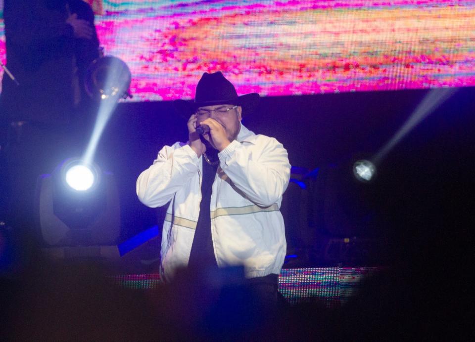 Grupo Frontera vocalist Adelaido Solis performs at the El Paso County Coliseum on Oct. 27, 2023.