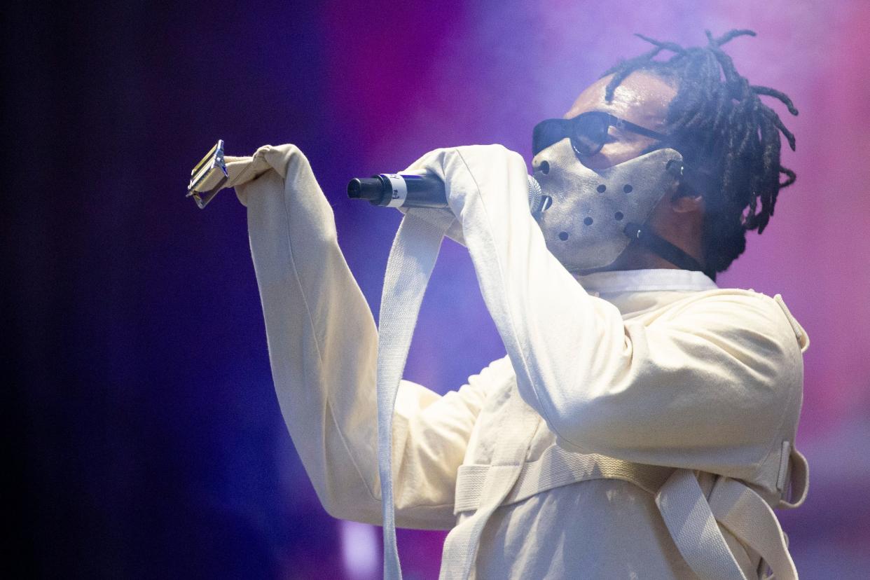 Juicy J with Three 6 Mafia performs on the second day of Bonnaroo near Manchester, Tenn., on Friday, June 16, 2023. 