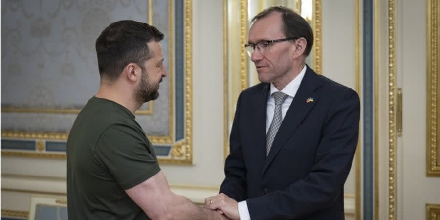 President of Ukraine Volodymyr Zelenskyy and Norwegian Foreign Minister Espen Barth