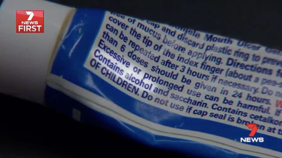 Bonjela, which is used for teething babies and to soothe mouth ulcers, contains alcohol. Source: 7 News