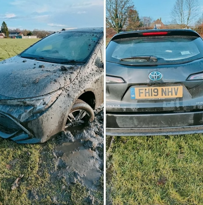 The car was stuck for two days before it was rescued by a local garage. (SWNS)