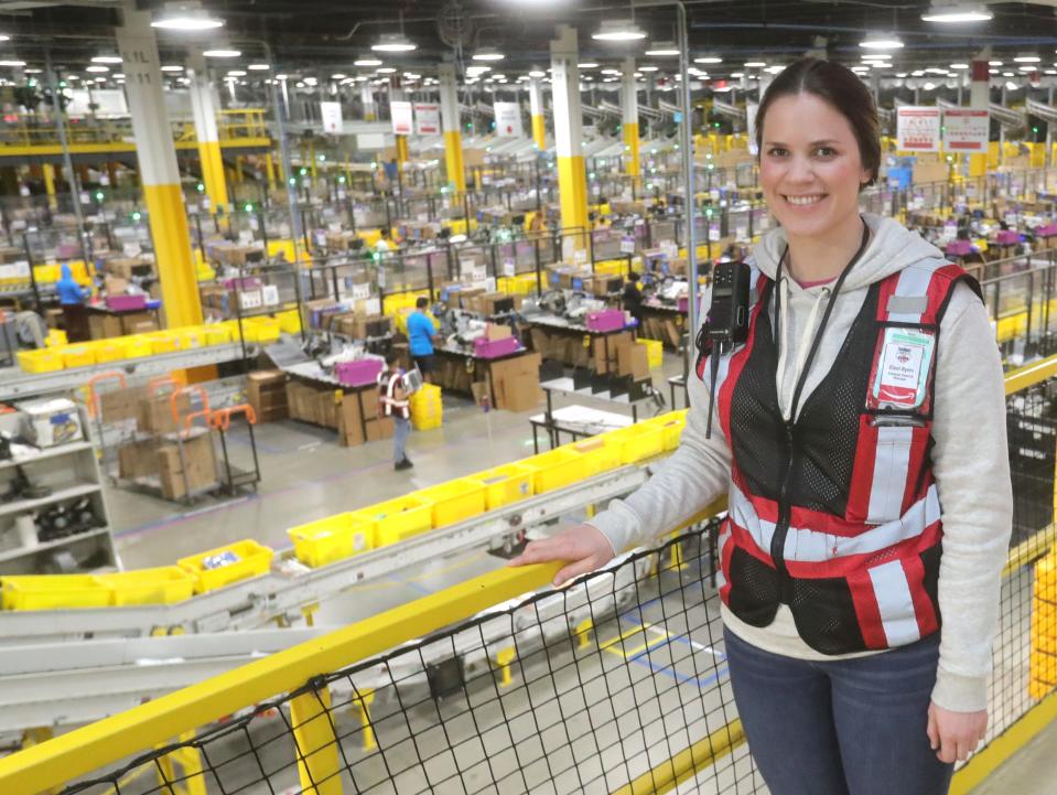 Akron Amazon Fulfillment Center Assistant General Manager Eleni Byers inside the facility on Romig Road.