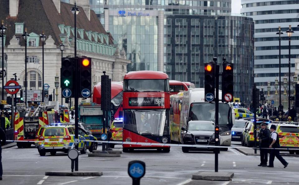 Cordon: The area around Parliament Square was placed on lockdown (Victoria Jones/PA Wire)