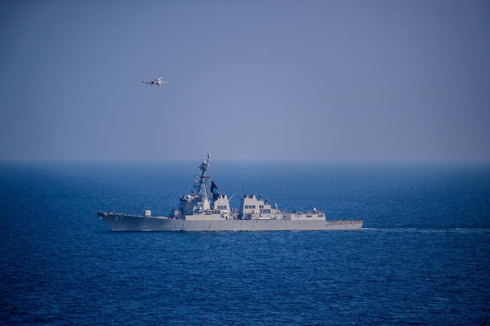 USS Mason sails in the Gulf of Aden Nov. 25, 2023.