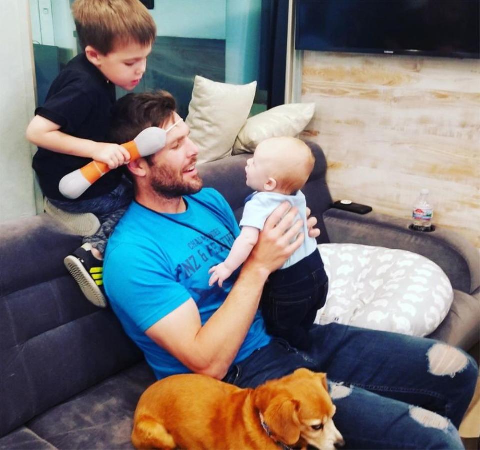 Mike Fisher with sons Isaiah (L) and Jacob | Carrie Underwood/Instagram