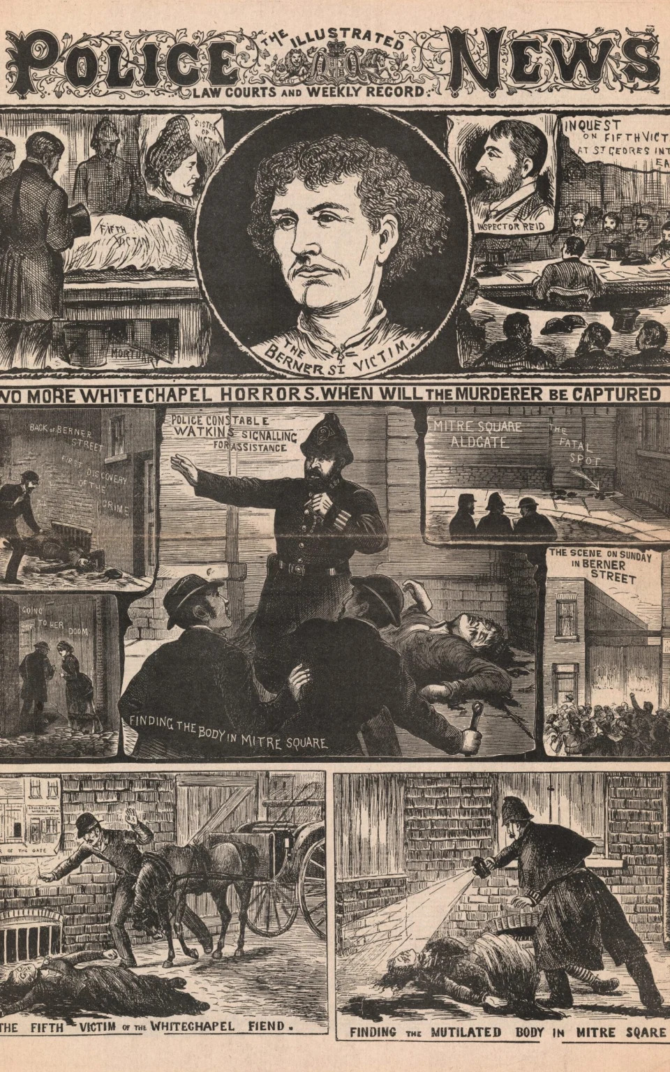 An 1888 Illustrated Police News front page reports on the murders