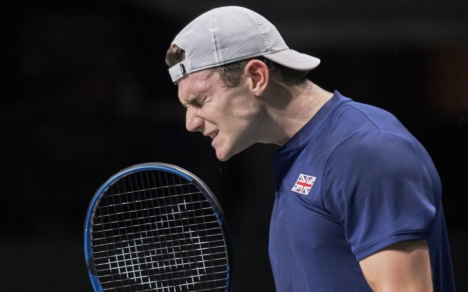 Great Britain's Jack Draper reacts to the Quarter Final match against Miomir Kecmanovic