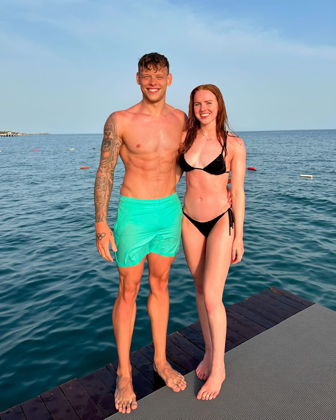 Matt Richards with his fiancée, professional swimmer Emily Large. (Instagram @m4ttrichards)