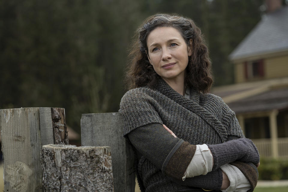 This image released by Starz shows Caitriona Balfe in a scene from the series "Outlander." (Robert Wilson/Starz via AP)