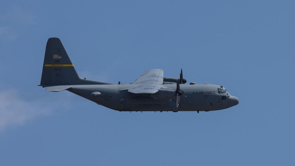A C-130J U.S. Air Force plane during exercises in Germany on June 12.