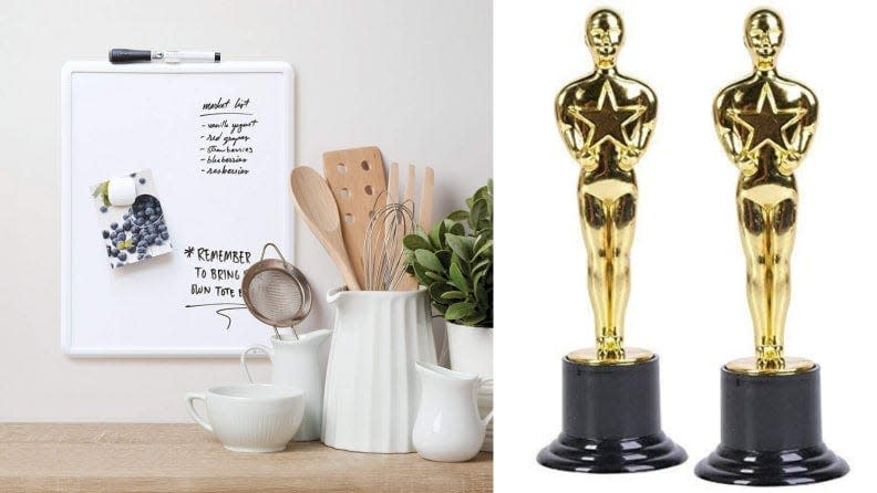 After you use it to fill in your Oscars bracket, you can hang this whiteboard artfully in your kitchen and use it for everyday things like grocery lists.