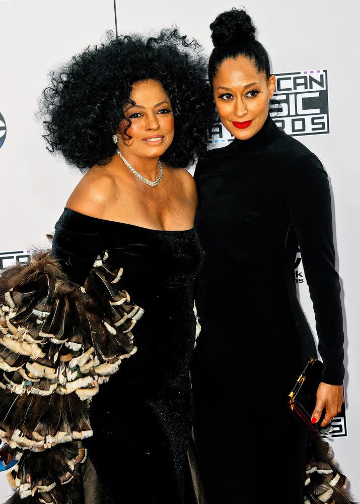 Diana Ross and Tracee Ellis Ross arrive for the 2014 Annual American Music Awards.