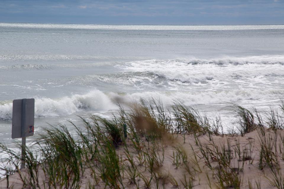 Waves rush in near Ocean Grill on Thursday, Sept. 29, 2022 following Hurricane Ian.