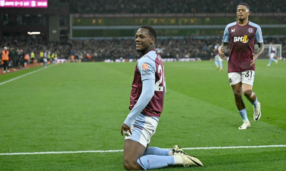 <span>Durán, Durán: Villa substitute Jhon Durán (left) celebrates the second goal of a quickfire double.</span><span>Photograph: Ben Stansall/AFP/Getty Images</span>